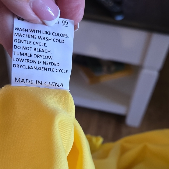 Women's Bright Yellow Off-Shoulder Mini Dress, NWOT. - Picture 7 of 7
